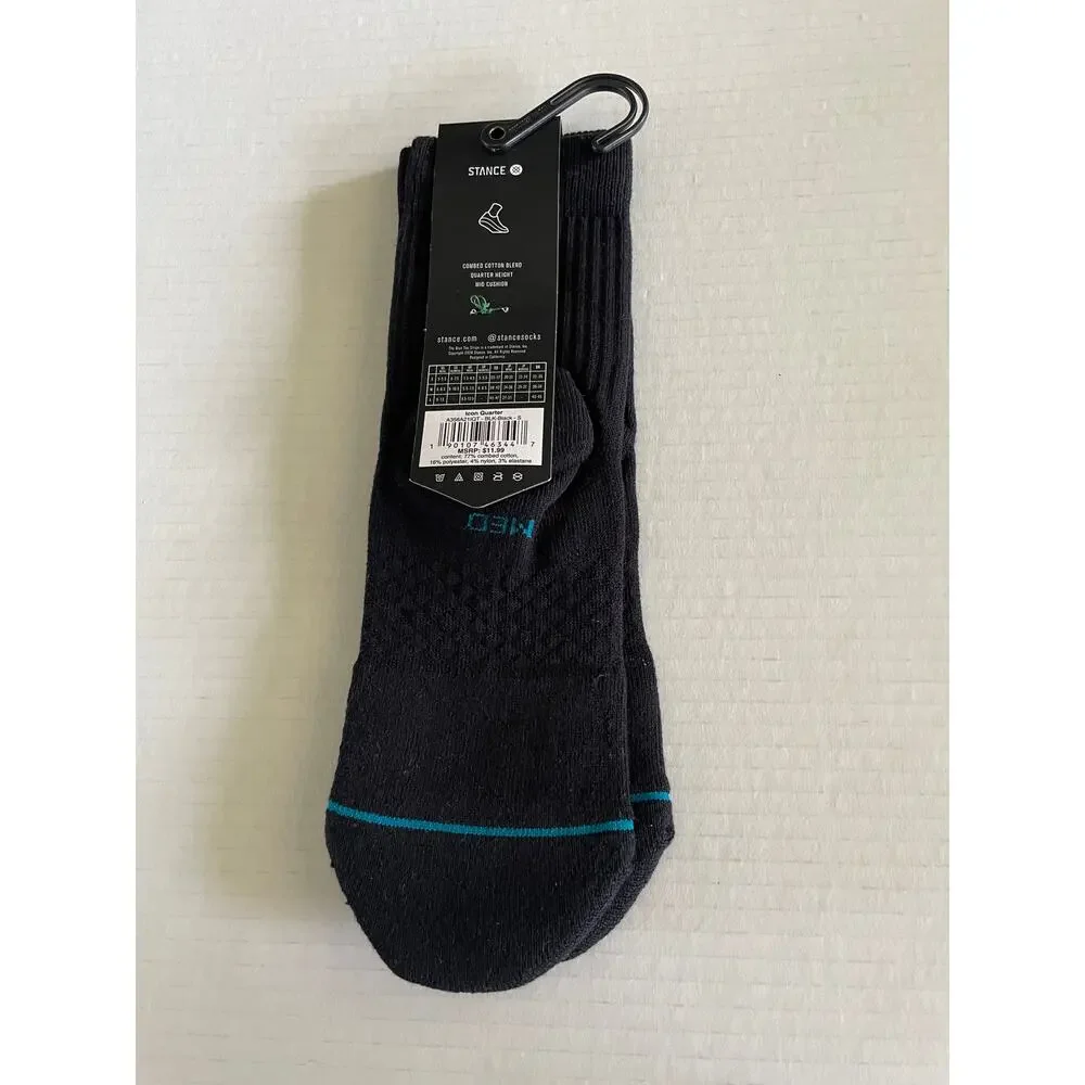 STANCE BLACK ICON QUARTER SOCKS SIZE S NEW